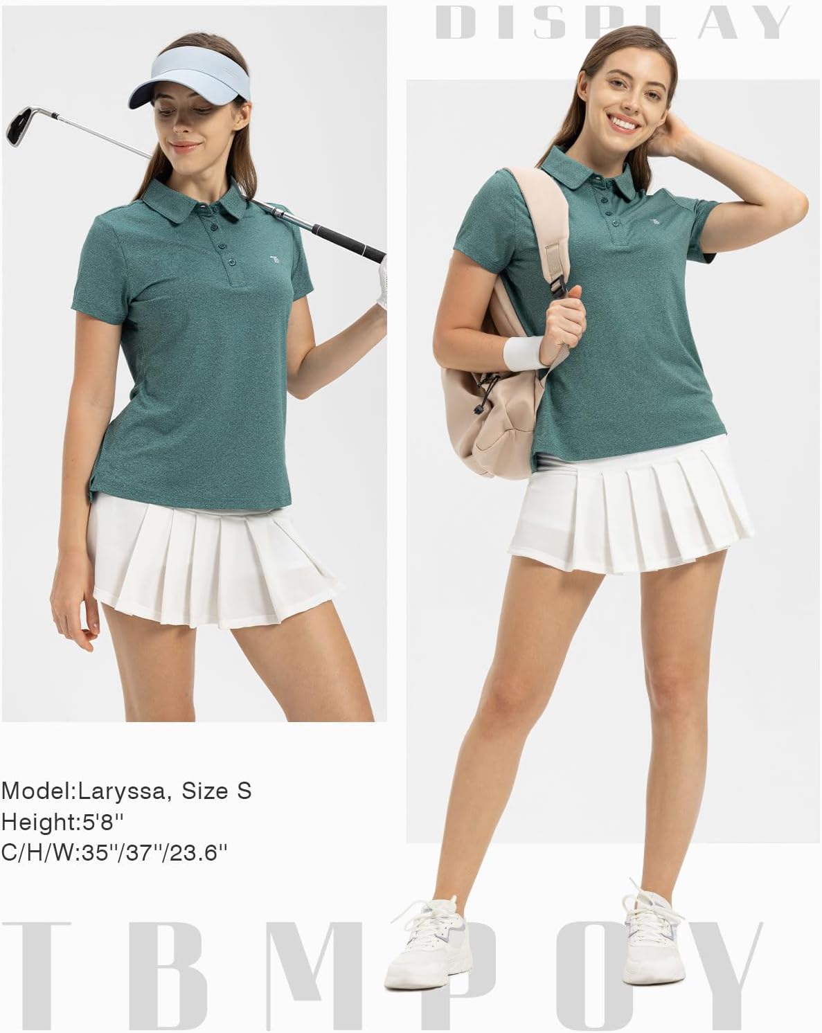 Women's Golf Polo Short Sleeve Shirts Lightweight Moisture Wicking Collared T Shirt Quick Dry 4-Button