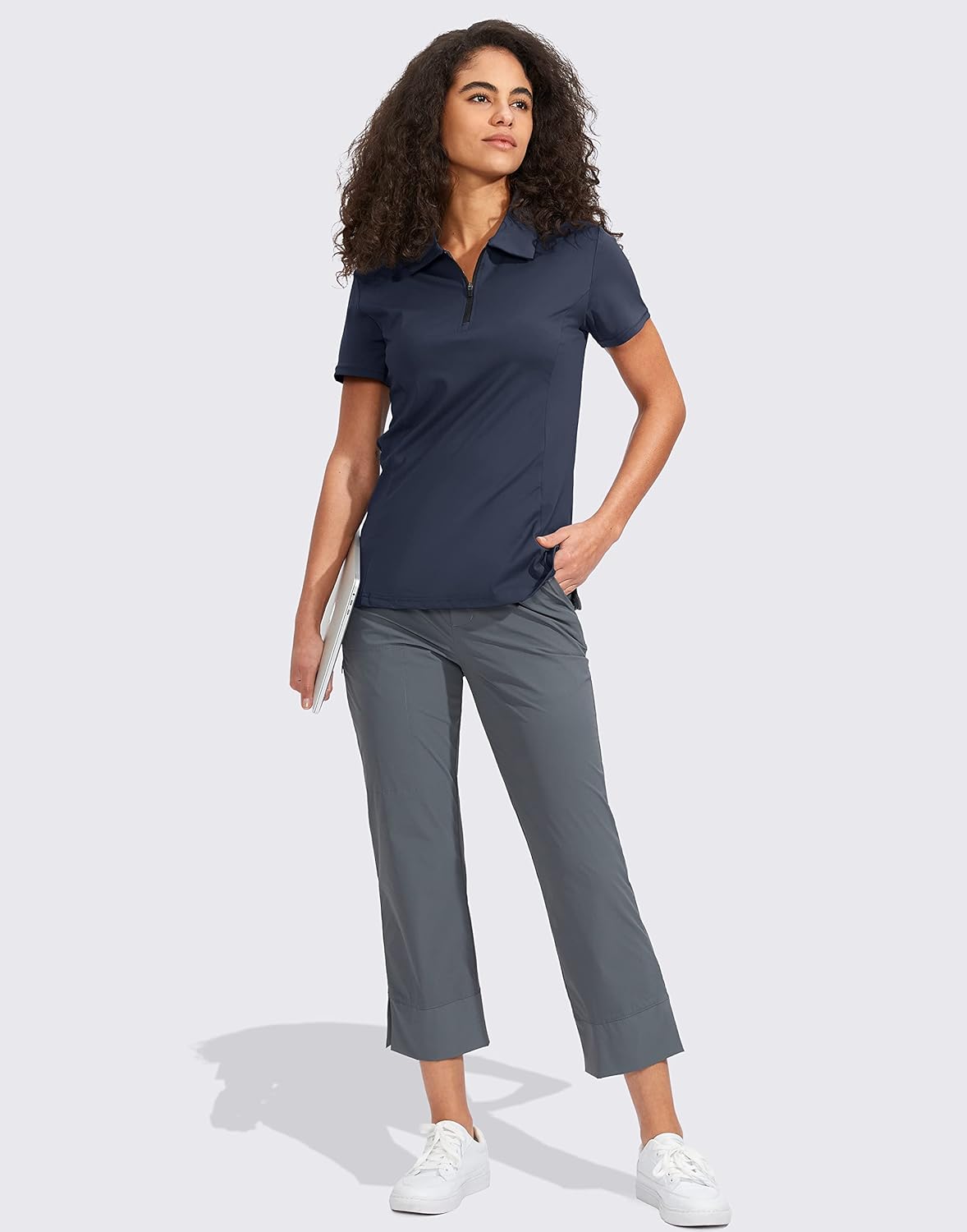 Women's Golf Shirt Short Sleeve with Zip Up Quick Dry Stretch Tennis Collared Polo Shirts for Women Golf Clothes