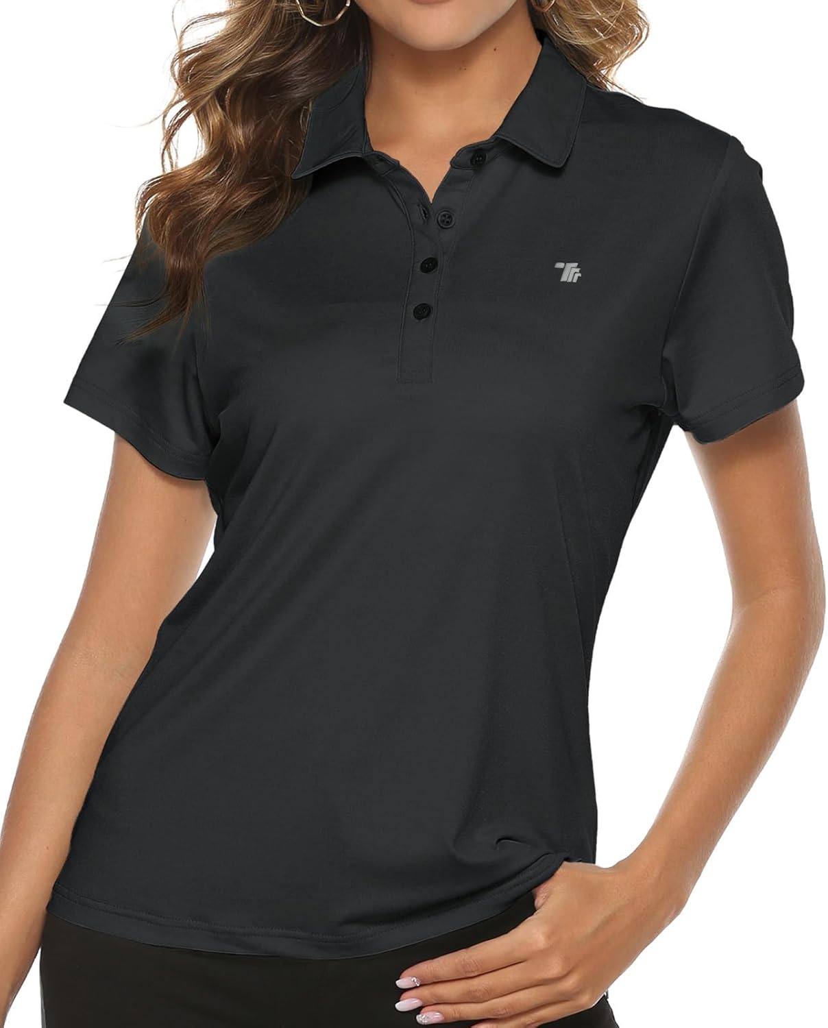 Women's Golf Polo Short Sleeve Shirts Lightweight Moisture Wicking Collared T Shirt Quick Dry 4-Button