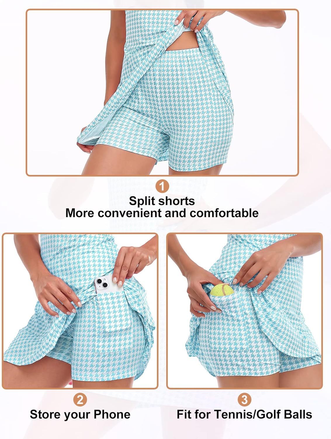 Tennis Dress for Women Sleeveless Golf Dresses with Shorts and Pockets Ruffle Zip Up Stand Collar Golf Outfits