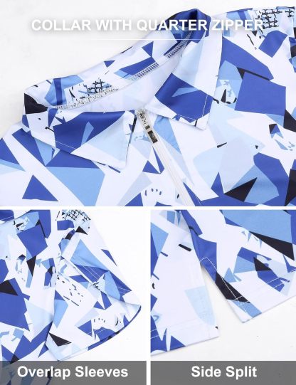 Womens Golf Polo Shirts 1/4 Zip Up Overlap Short Sleeve Quick Dry Workout Tops