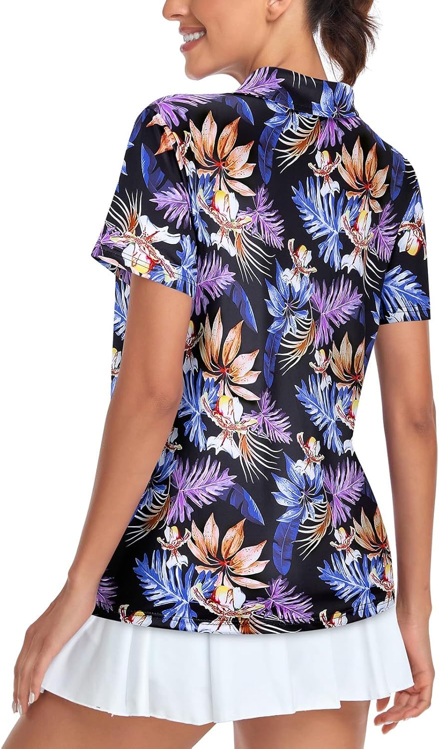 Women's Golf Polo Shirts Short Sleeve Quarter Zip Pullover Moisture Wicking Workout Tops