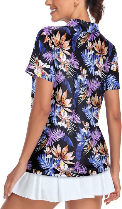 Women's Golf Polo Shirts Short Sleeve Quarter Zip Pullover Moisture Wicking Workout Tops