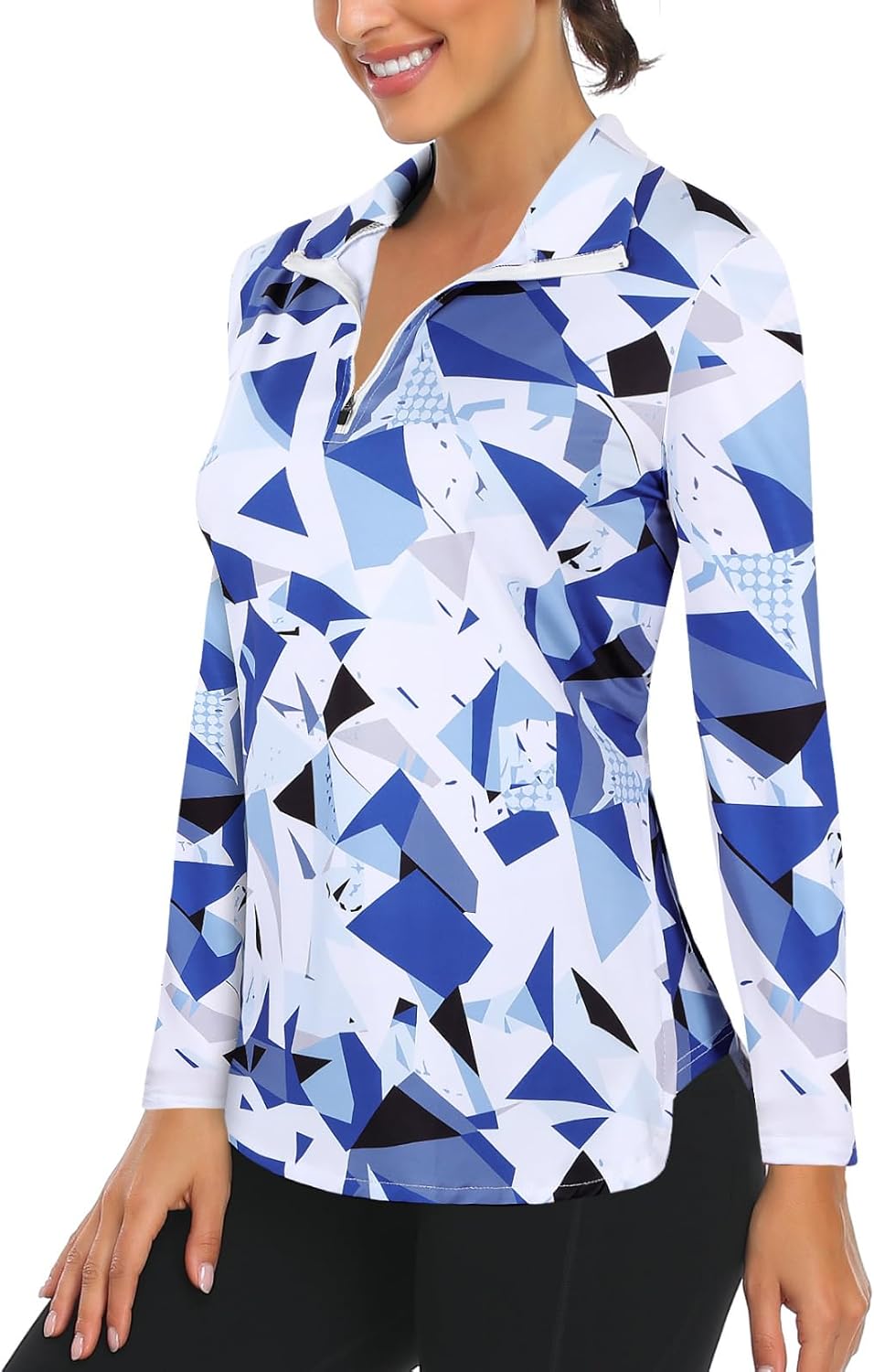 Women's Long Sleeve Golf Tennis Polo Shirts UPF50+ Half Zip Dry Fit Workout Tops Athletic Shirt