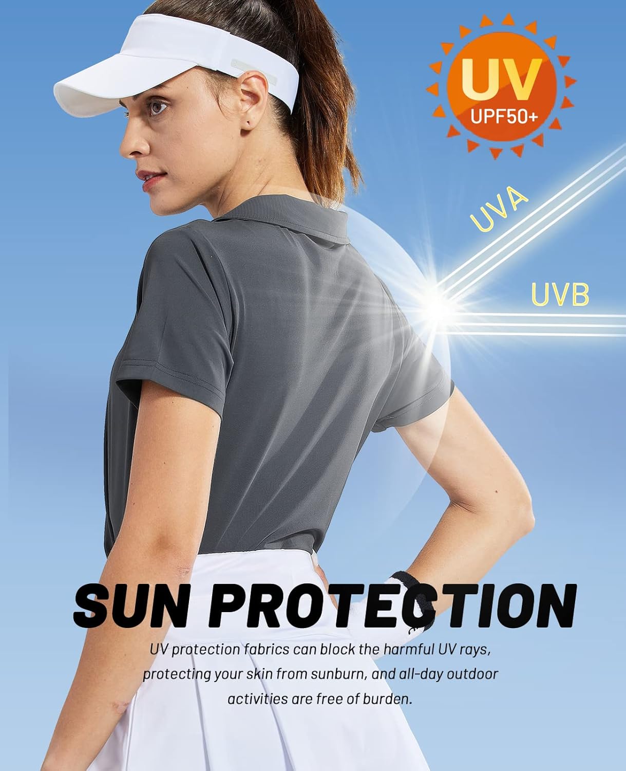 Women's Golf Polo Shirts Collared V Neck Short Sleeve Tennis Shirt, Dry Fit, Moisture Wicking