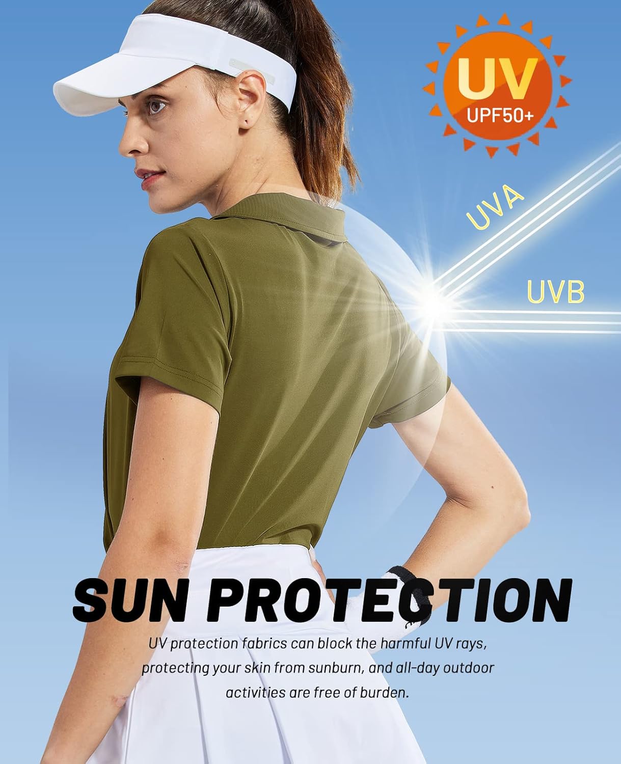 Women's Golf Polo Shirts Collared V Neck Short Sleeve Tennis Shirt, Dry Fit, Moisture Wicking