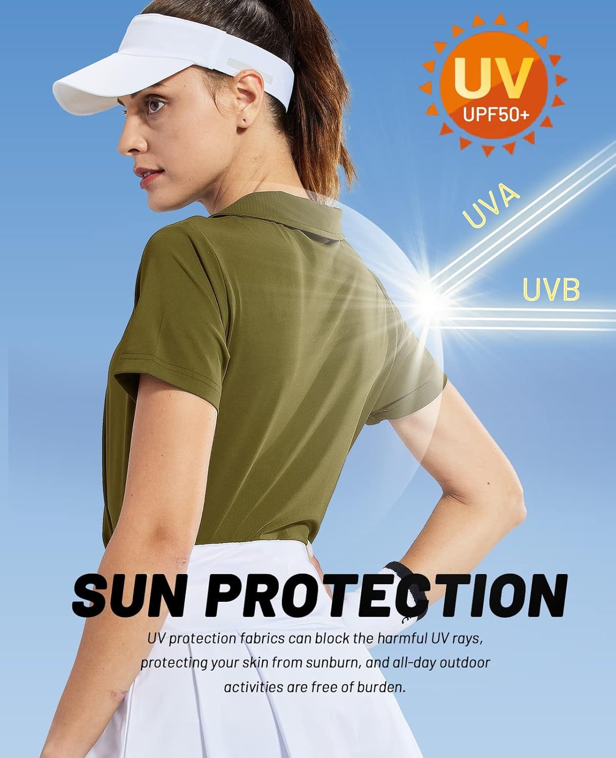 Women's Golf Polo Shirts Collared V Neck Short Sleeve Tennis Shirt, Dry Fit, Moisture Wicking