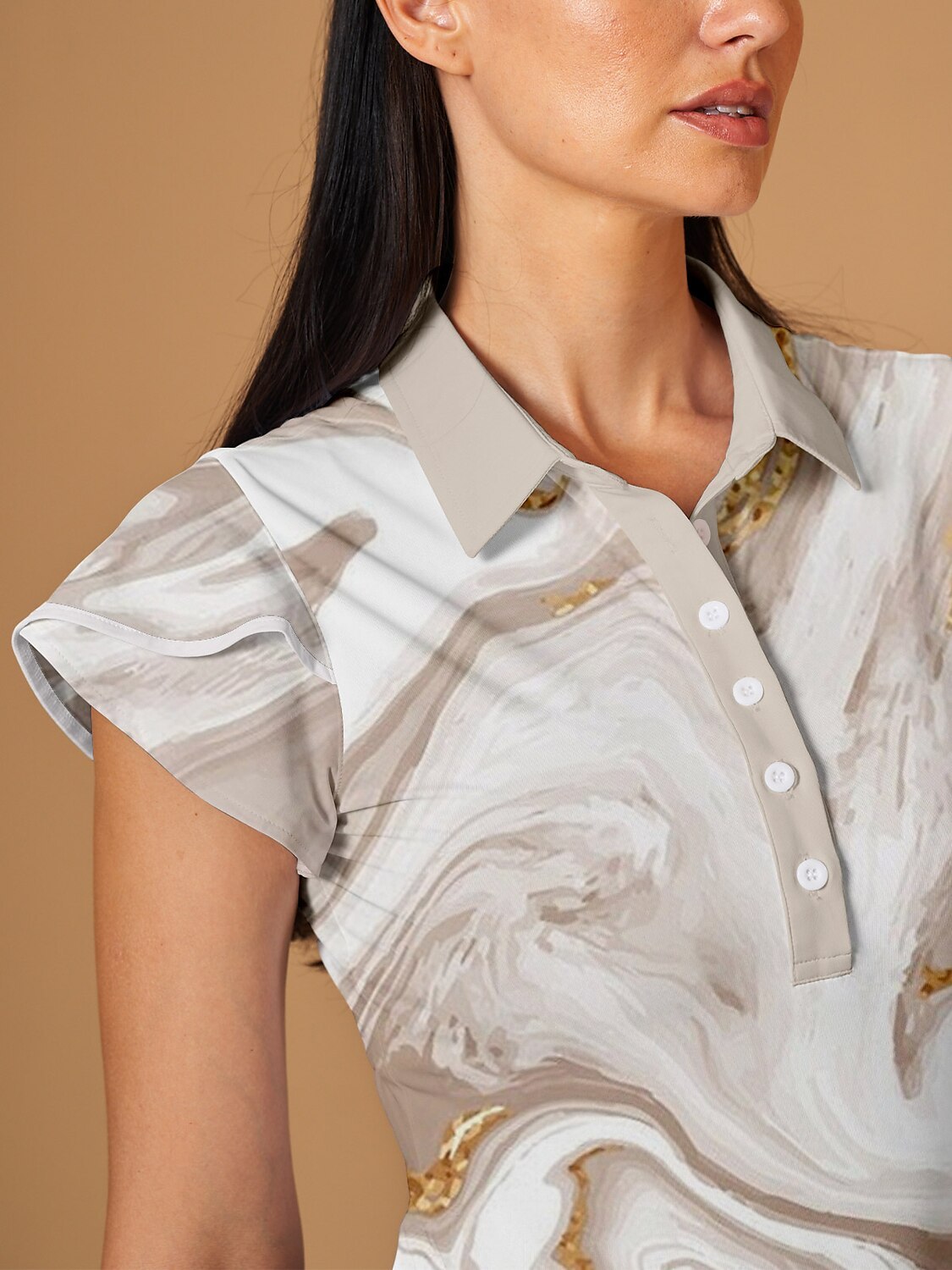 Fungolfs Inked Skins Ruffle Sleeve Polo Top UPF50+