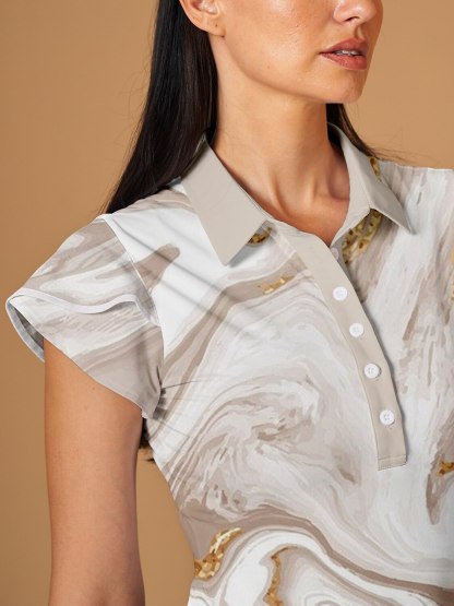 Fungolfs Inked Skins Ruffle Sleeve Polo Top UPF50+