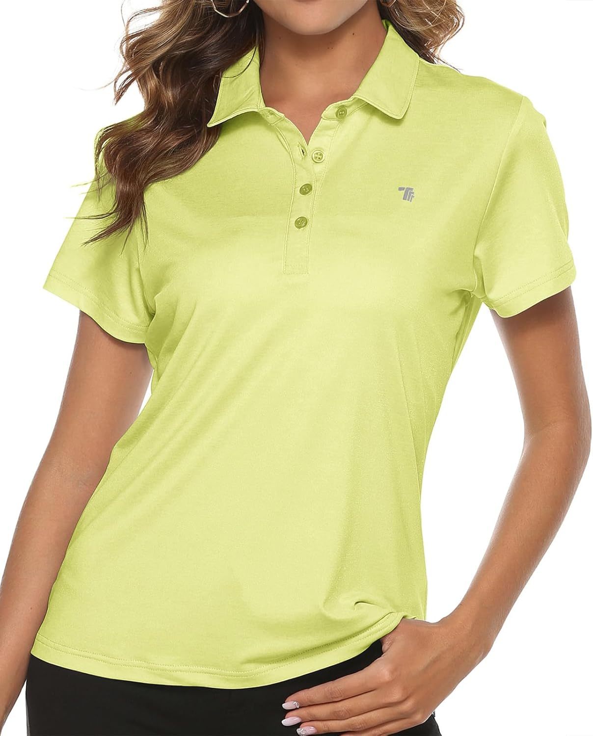 Women's Golf Polo Short Sleeve Shirts Lightweight Moisture Wicking Collared T Shirt Quick Dry 4-Button