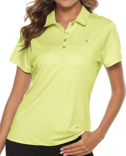 Women's Golf Polo Short Sleeve Shirts Lightweight Moisture Wicking Collared T Shirt Quick Dry 4-Button