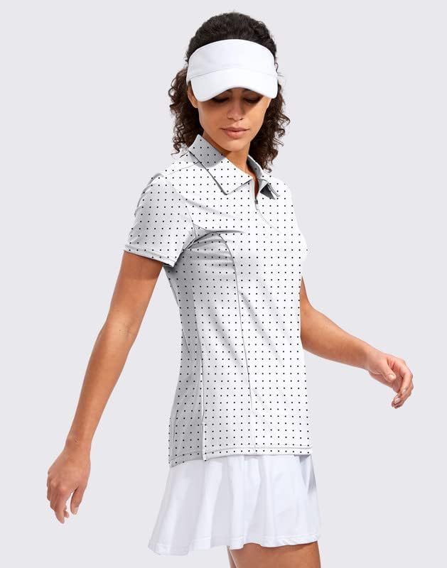 Women's Golf Shirt Short Sleeve with Zip Up Quick Dry Stretch Tennis Collared Polo Shirts for Women Golf Clothes