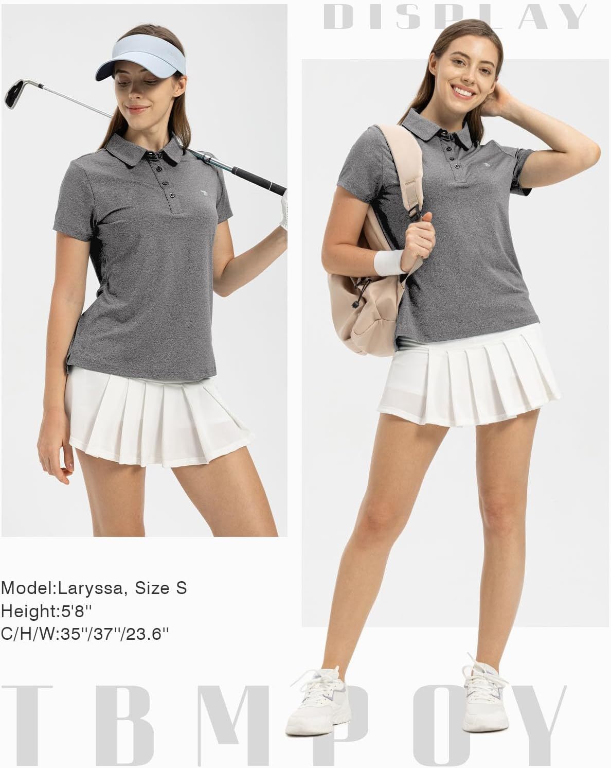 Women's Golf Polo Short Sleeve Shirts Lightweight Moisture Wicking Collared T Shirt Quick Dry 4-Button