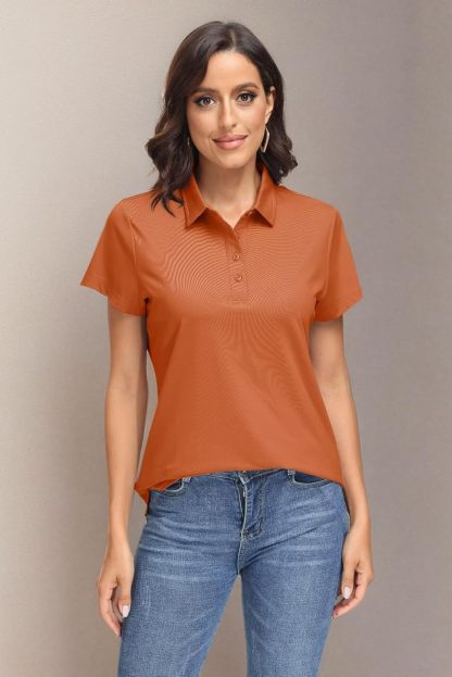 Women's Polo Shirts UPF 50+ Sun Protection 4 Buttons Casual Work Quick Dry Short Sleeve Collared Golf Shirt