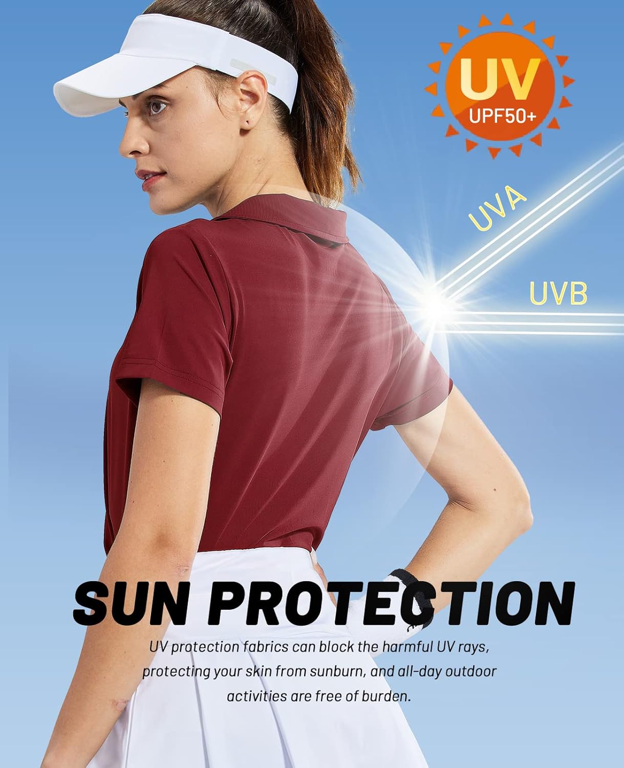 Women's Golf Polo Shirts Collared V Neck Short Sleeve Tennis Shirt, Dry Fit, Moisture Wicking