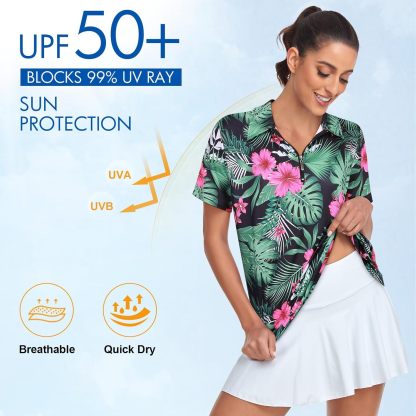 Women's Golf Polo Shirts Short Sleeve Quarter Zip Pullover Moisture Wicking Workout Tops