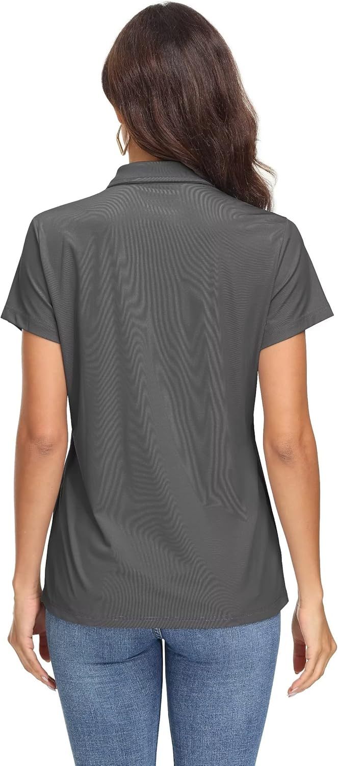 Women's Polo Shirts UPF 50+ Sun Protection 4 Buttons Casual Work Quick Dry Short Sleeve Collared Golf Shirt