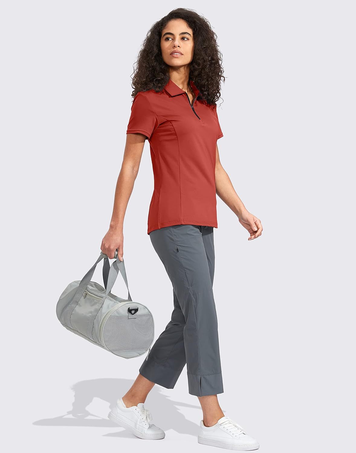 Women's Golf Shirt Short Sleeve with Zip Up Quick Dry Stretch Tennis Collared Polo Shirts for Women Golf Clothes