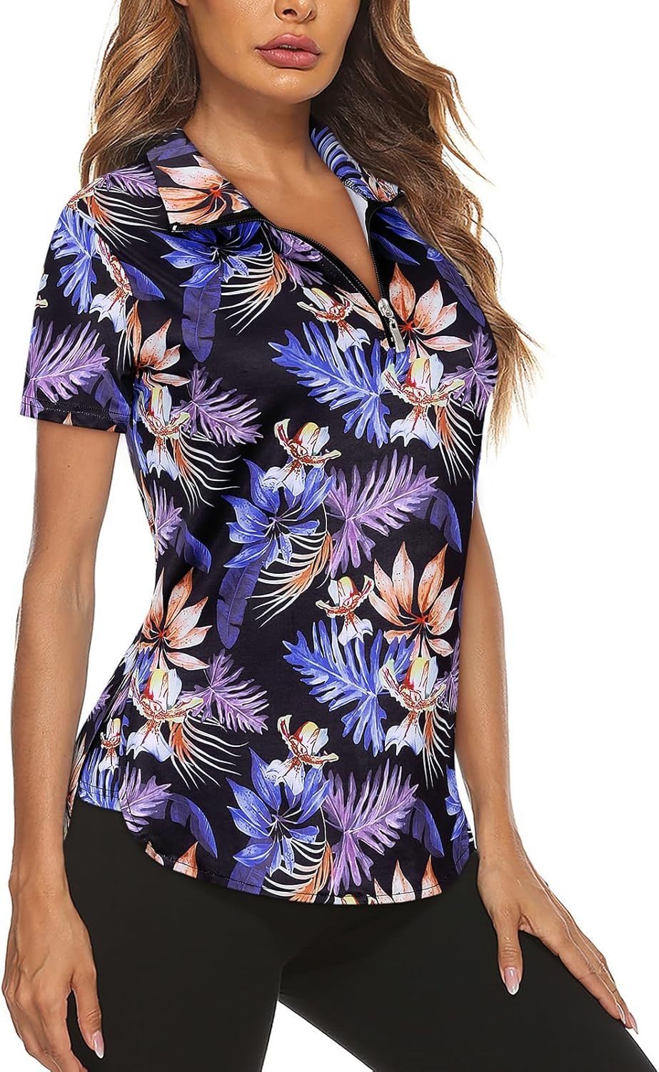 Women's Long Sleeve Golf Tennis Polo Shirts UPF50+ Half Zip Dry Fit Workout Tops Athletic Shirt