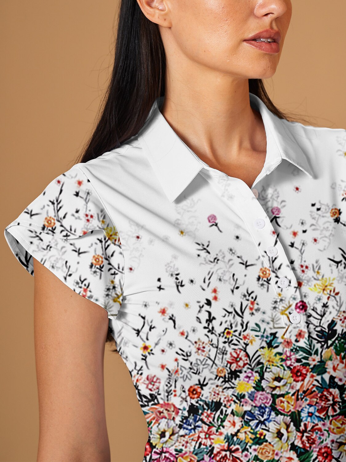 Fungolfs Botanical Energy Ruffle Sleeve Polo Top UPF50+