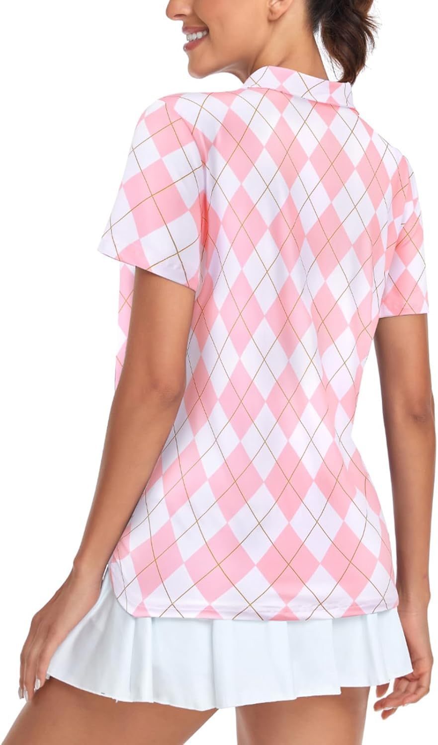 Women's Golf Polo Shirts Short Sleeve Quarter Zip Pullover Moisture Wicking Workout Tops