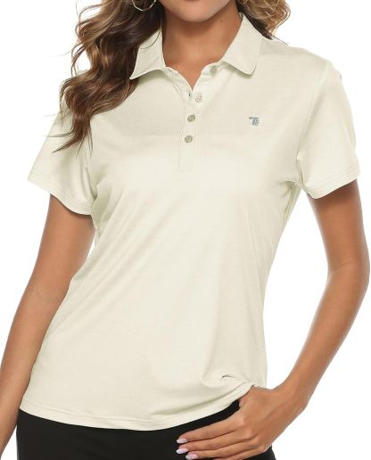 Women's Golf Polo Short Sleeve Shirts Lightweight Moisture Wicking Collared T Shirt Quick Dry 4-Button
