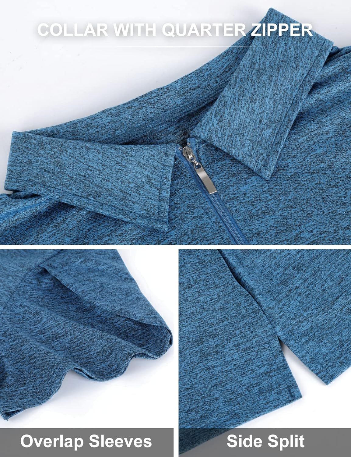 Womens Golf Polo Shirts 1/4 Zip Up Overlap Short Sleeve Quick Dry Workout Tops