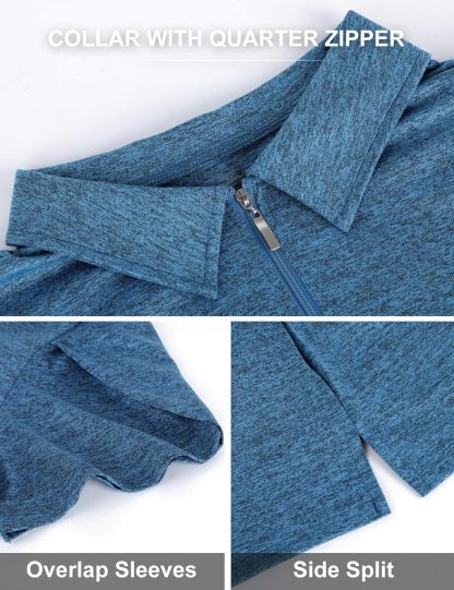 Womens Golf Polo Shirts 1/4 Zip Up Overlap Short Sleeve Quick Dry Workout Tops