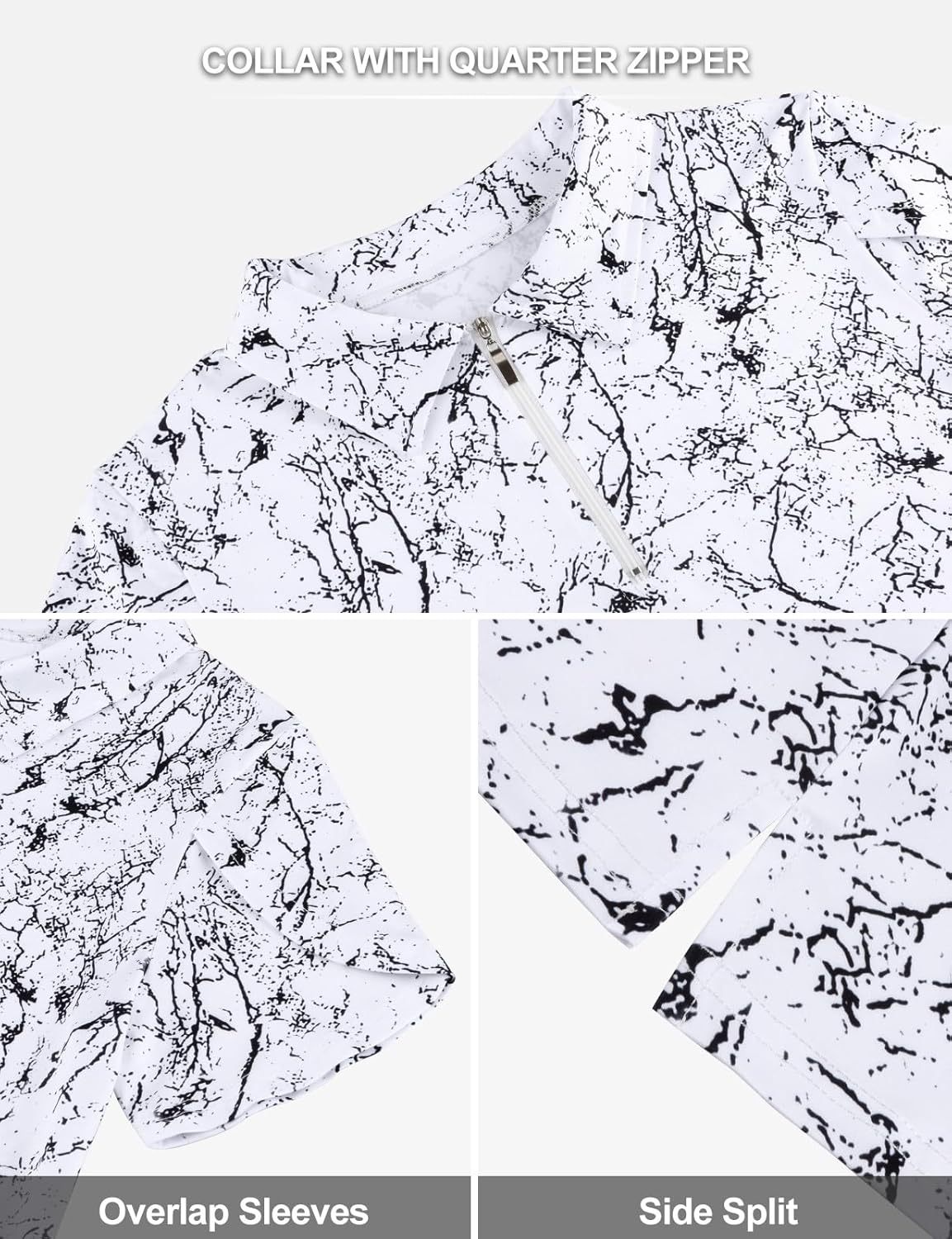 Womens Golf Polo Shirts 1/4 Zip Up Overlap Short Sleeve Quick Dry Workout Tops