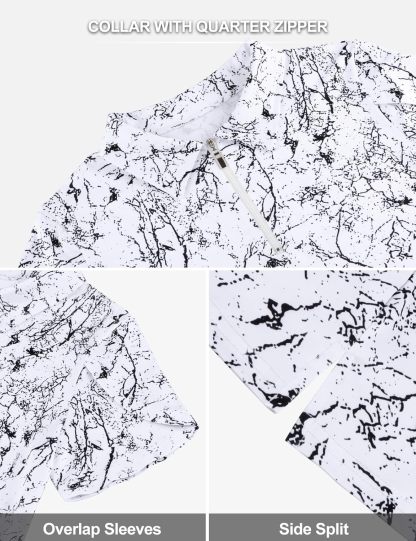 Womens Golf Polo Shirts 1/4 Zip Up Overlap Short Sleeve Quick Dry Workout Tops