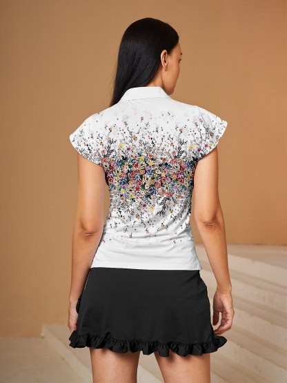 Fungolfs Botanical Energy Ruffle Sleeve Polo Top UPF50+