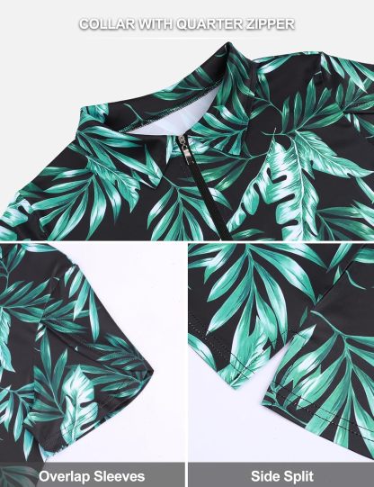 Womens Golf Polo Shirts 1/4 Zip Up Overlap Short Sleeve Quick Dry Workout Tops