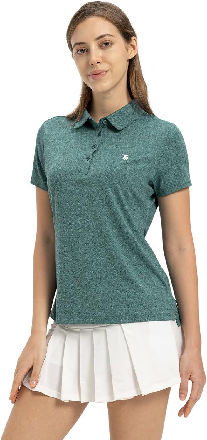 Women's Golf Polo Short Sleeve Shirts Lightweight Moisture Wicking Collared T Shirt Quick Dry 4-Button