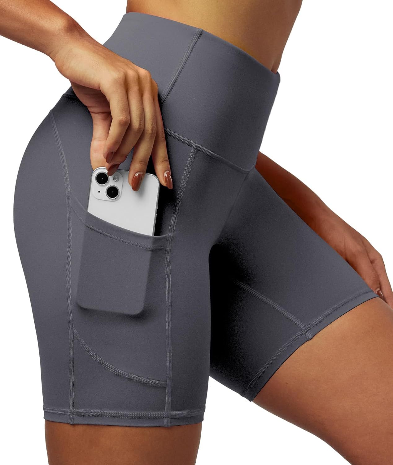 IUGA Biker Shorts Women 6" Tummy Control Workout Shorts Women with Pockets High Waisted Yoga Running Gym Spandex Compression