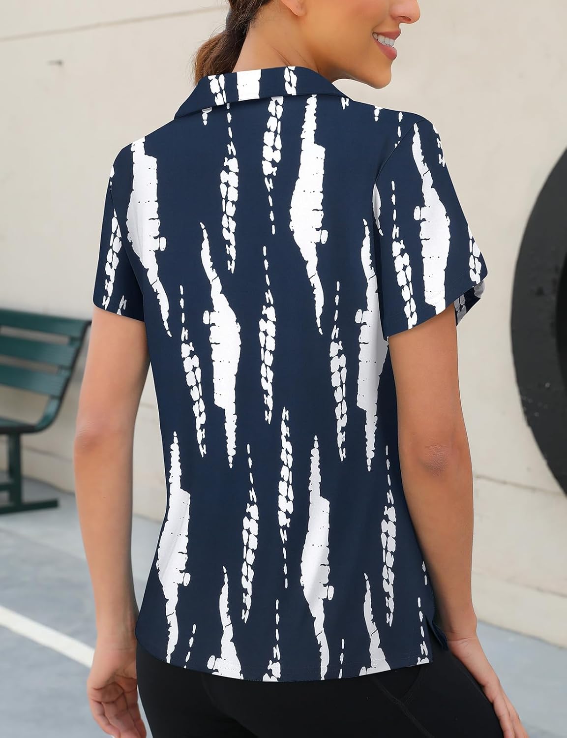 Womens Golf Polo Shirts 1/4 Zip Up Overlap Short Sleeve Quick Dry Workout Tops