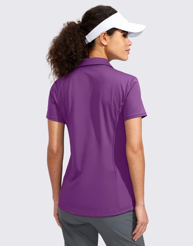 Women's Golf Shirt Short Sleeve with Zip Up Quick Dry Stretch Tennis Collared Polo Shirts for Women Golf Clothes