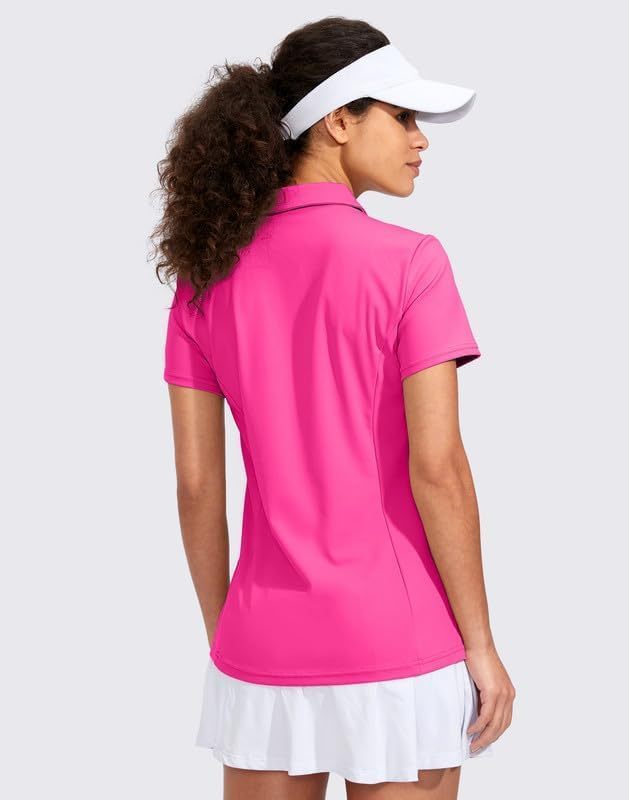 Women's Golf Shirt Short Sleeve with Zip Up Quick Dry Stretch Tennis Collared Polo Shirts for Women Golf Clothes