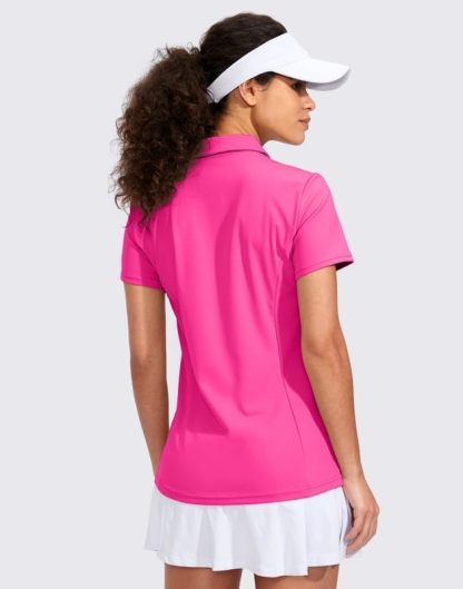 Women's Golf Shirt Short Sleeve with Zip Up Quick Dry Stretch Tennis Collared Polo Shirts for Women Golf Clothes
