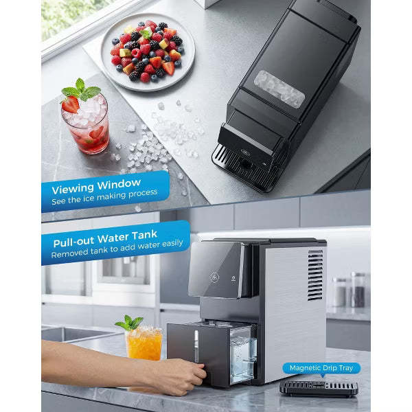 Countertop Nugget Ice Maker with One-Touch Dispensing – 33lbs/Day Production