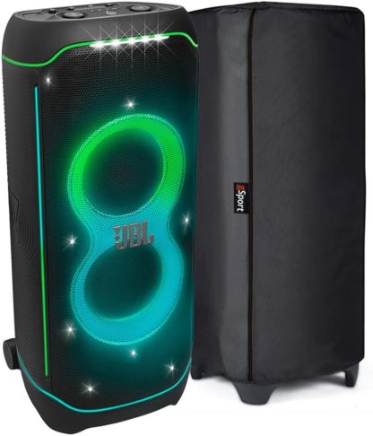 JBL Partybox Ultimate - Multi Purpose Party Speaker, with Wi-fi & Bluetooth Connectivity, Wireless, Lightshow, IPx4 Slashproof, Dual Mic & Guitar Inputs, Handle & Sturdy Wheels, Black