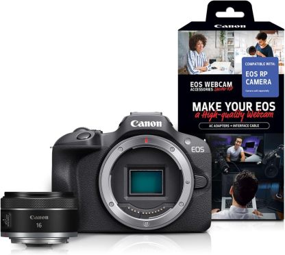 Canon EOS R100 Mirrorless Camera with RF-S18-45mm F4.5-6.3 is STM & RF-S55-210mm F5-7.1 is STM Lenses, APS‑C Sensor, 24.1 MP, 4K Video, Lightweight Vlogging Camera for Entry-Level Creators, Black