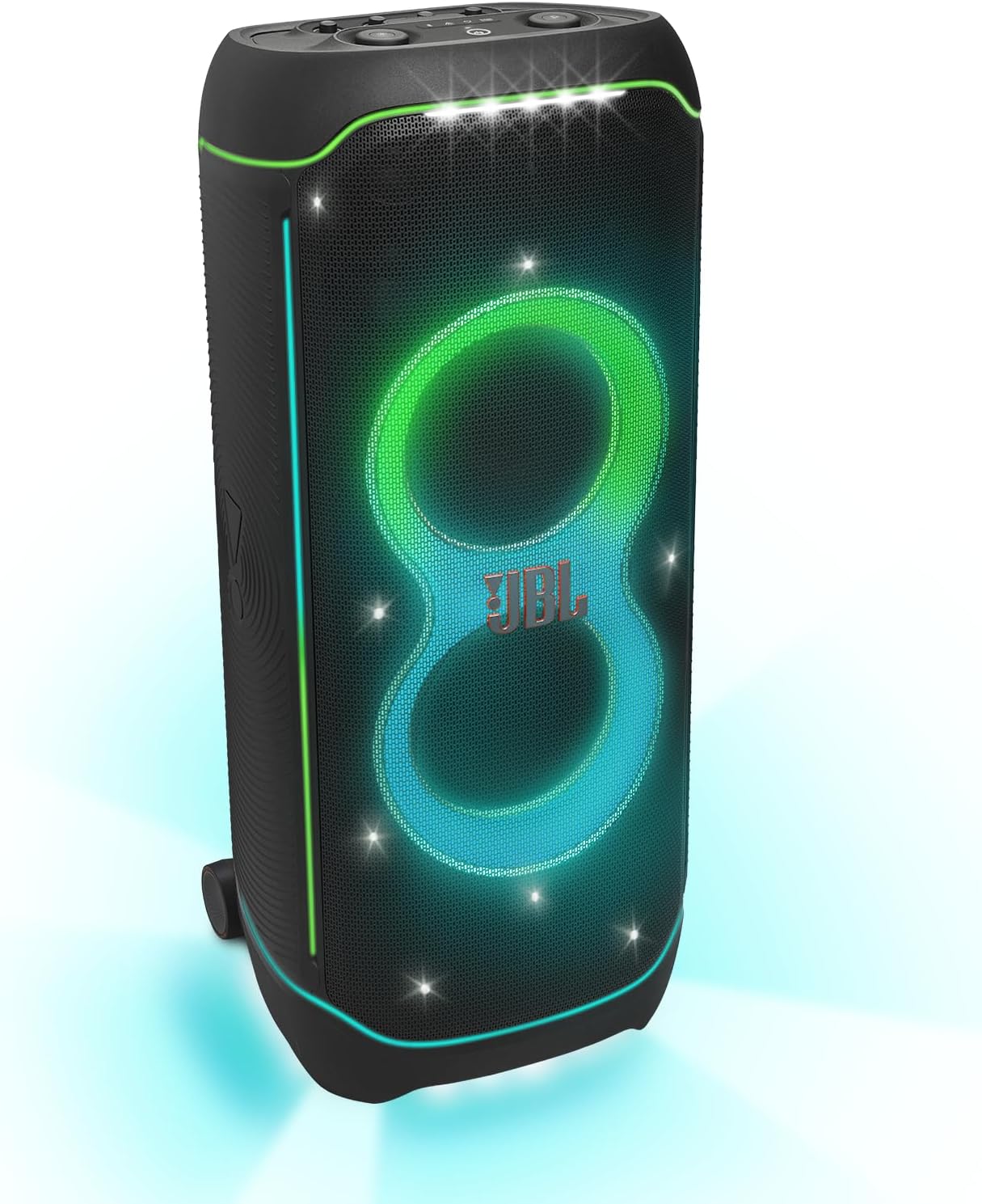 JBL Partybox Ultimate - Multi Purpose Party Speaker, with Wi-fi & Bluetooth Connectivity, Wireless, Lightshow, IPx4 Slashproof, Dual Mic & Guitar Inputs, Handle & Sturdy Wheels, Black