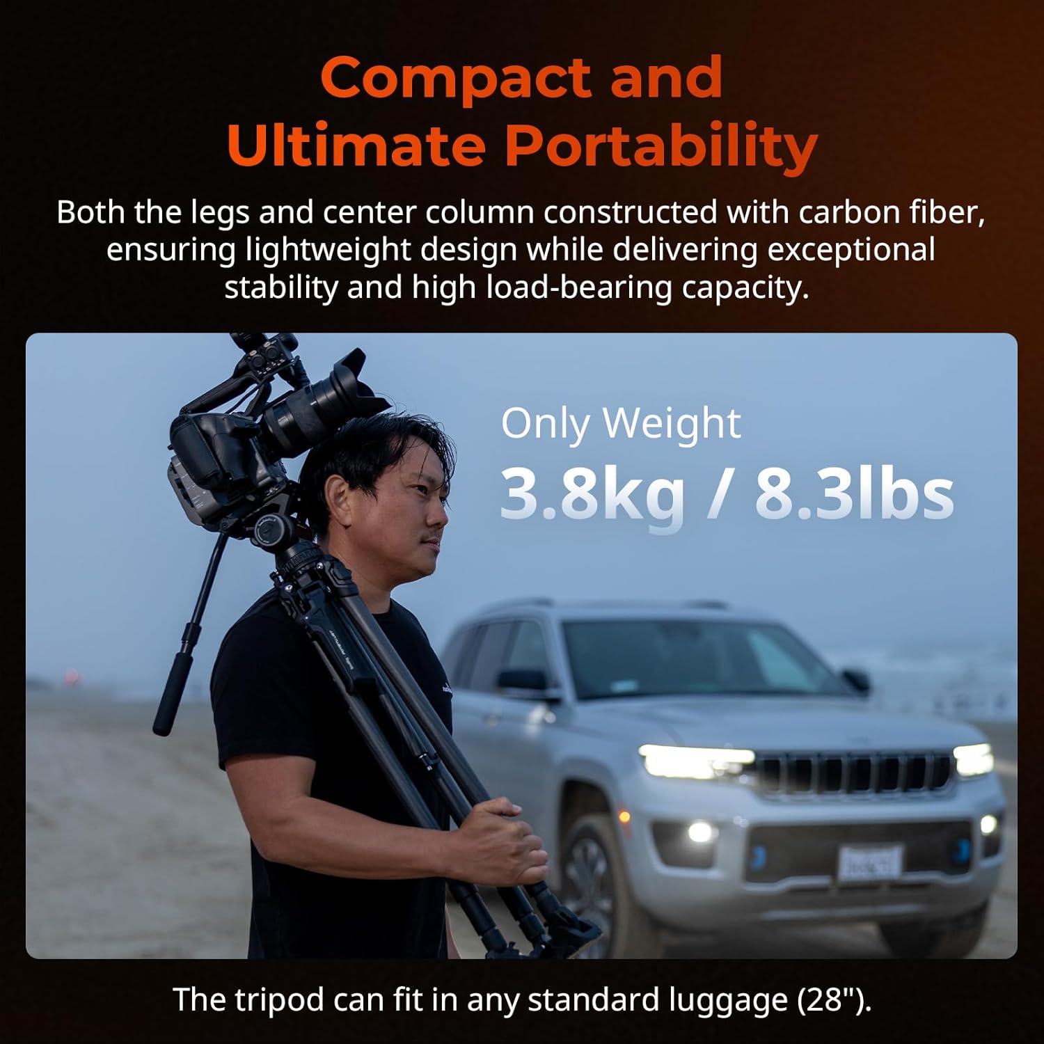 SmallRig x Potato Jet Tribex Hydraulic Carbon Fiber Tripod, Fast Extend Camera Video Tripod with 4-Step Counterbalance Fluid Head, Step-Less Damping on Pan/Tilt, Load 13.2lbs for DSLR(Standard Series)