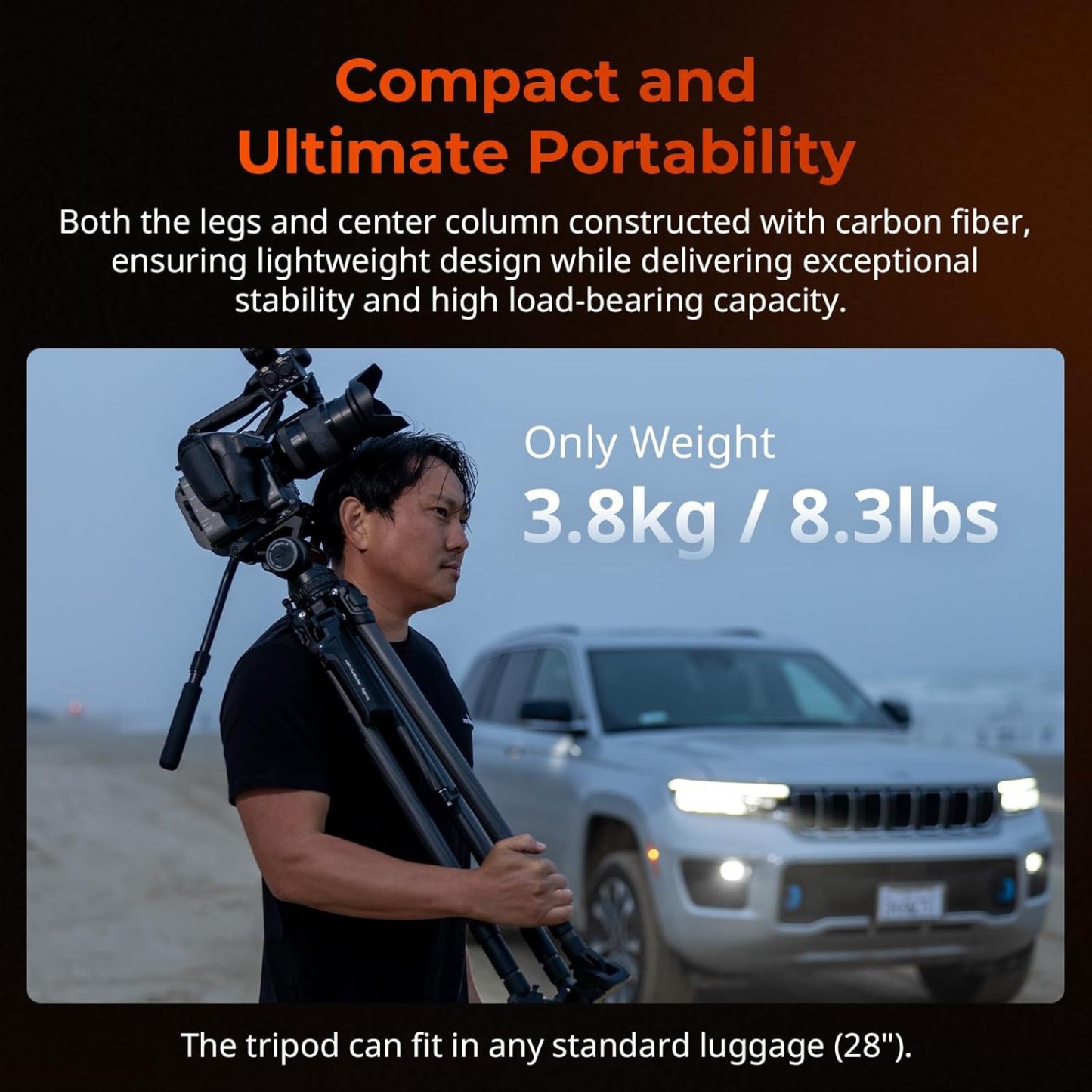 SmallRig x Potato Jet Tribex Hydraulic Carbon Fiber Tripod, Fast Extend Camera Video Tripod with 4-Step Counterbalance Fluid Head, Step-Less Damping on Pan/Tilt, Load 13.2lbs for DSLR(Standard Series)