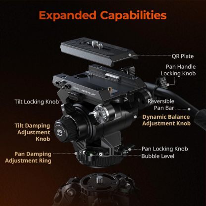 SmallRig x Potato Jet Tribex Hydraulic Carbon Fiber Tripod, Fast Extend Camera Video Tripod with 4-Step Counterbalance Fluid Head, Step-Less Damping on Pan/Tilt, Load 13.2lbs for DSLR(Standard Series)