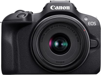 Canon EOS R100 Mirrorless Camera with RF-S18-45mm F4.5-6.3 is STM & RF-S55-210mm F5-7.1 is STM Lenses, APS‑C Sensor, 24.1 MP, 4K Video, Lightweight Vlogging Camera for Entry-Level Creators, Black