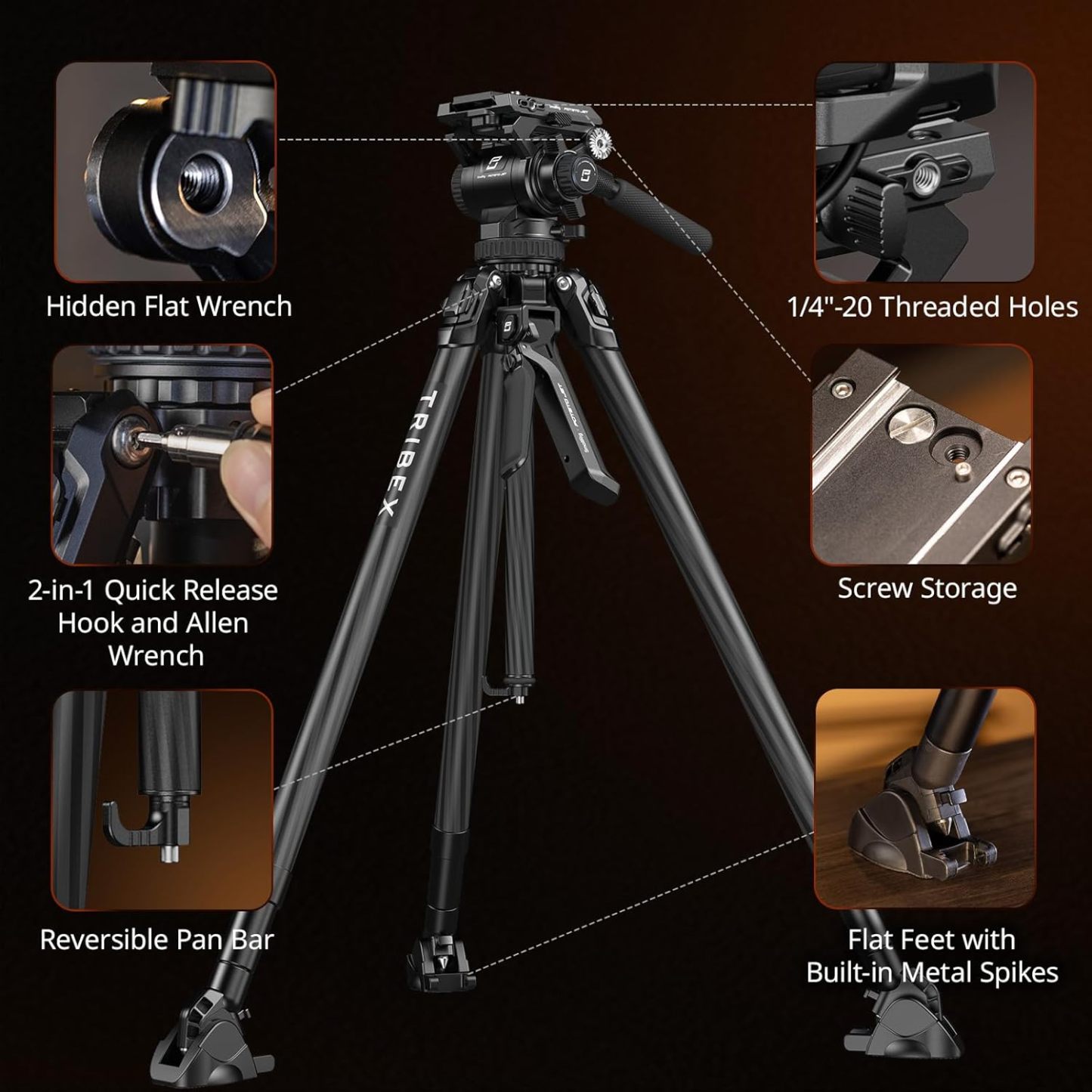 SmallRig x Potato Jet Tribex Hydraulic Carbon Fiber Tripod, Fast Extend Camera Video Tripod with 4-Step Counterbalance Fluid Head, Step-Less Damping on Pan/Tilt, Load 13.2lbs for DSLR(Standard Series)