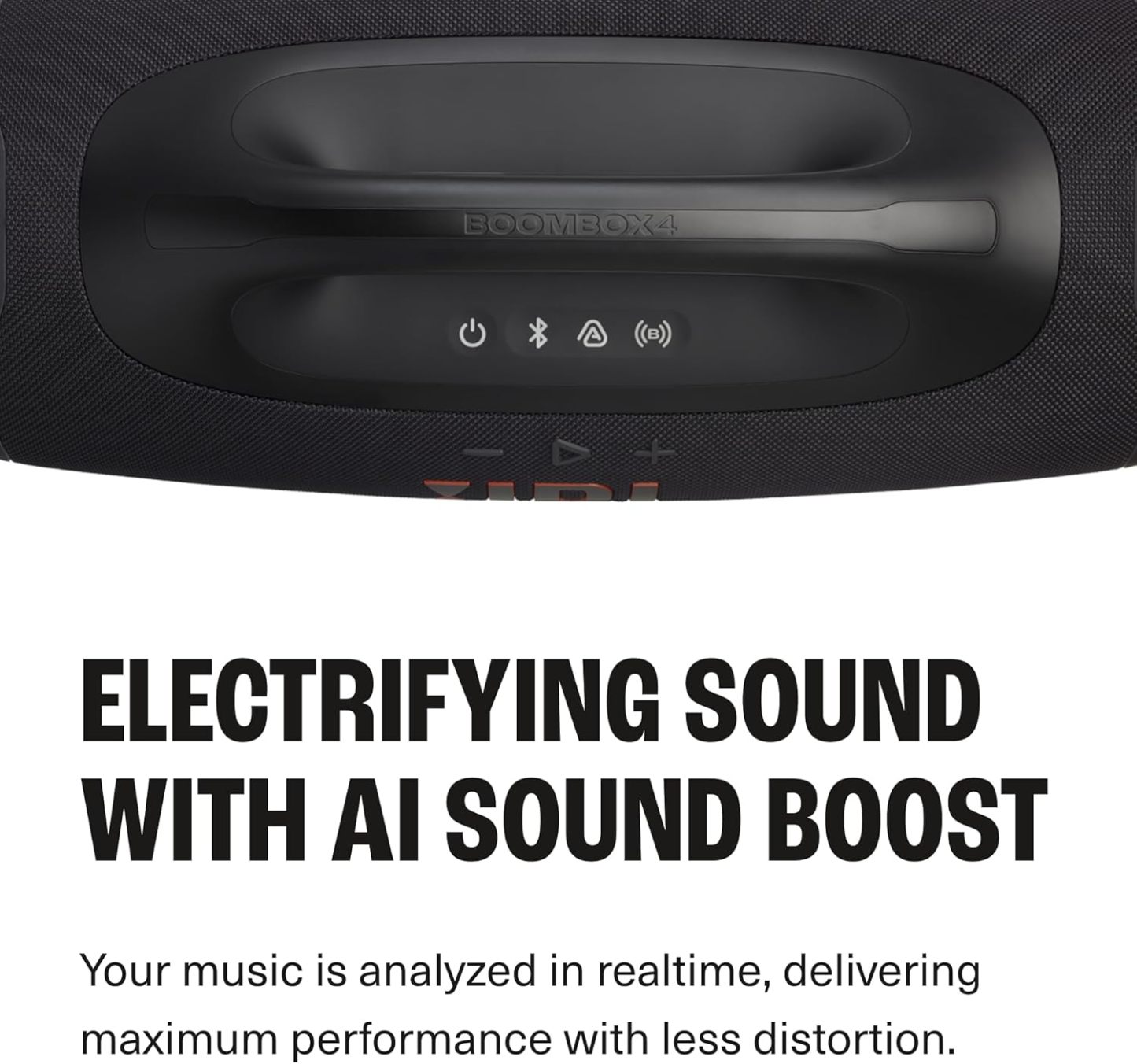 JBL Boombox 4 - Most Powerful Portable Waterproof Speaker with Massive Pro Sound, Up to 34 Hours of Playtime, & Multi-Speaker Connection by Auracast™ (Black)