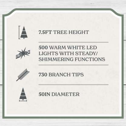 7.5' Pre-Lit Green Cypress Artificial Christmas Tree with 500 Warm White Twinkle LED Lights, by My Texas House