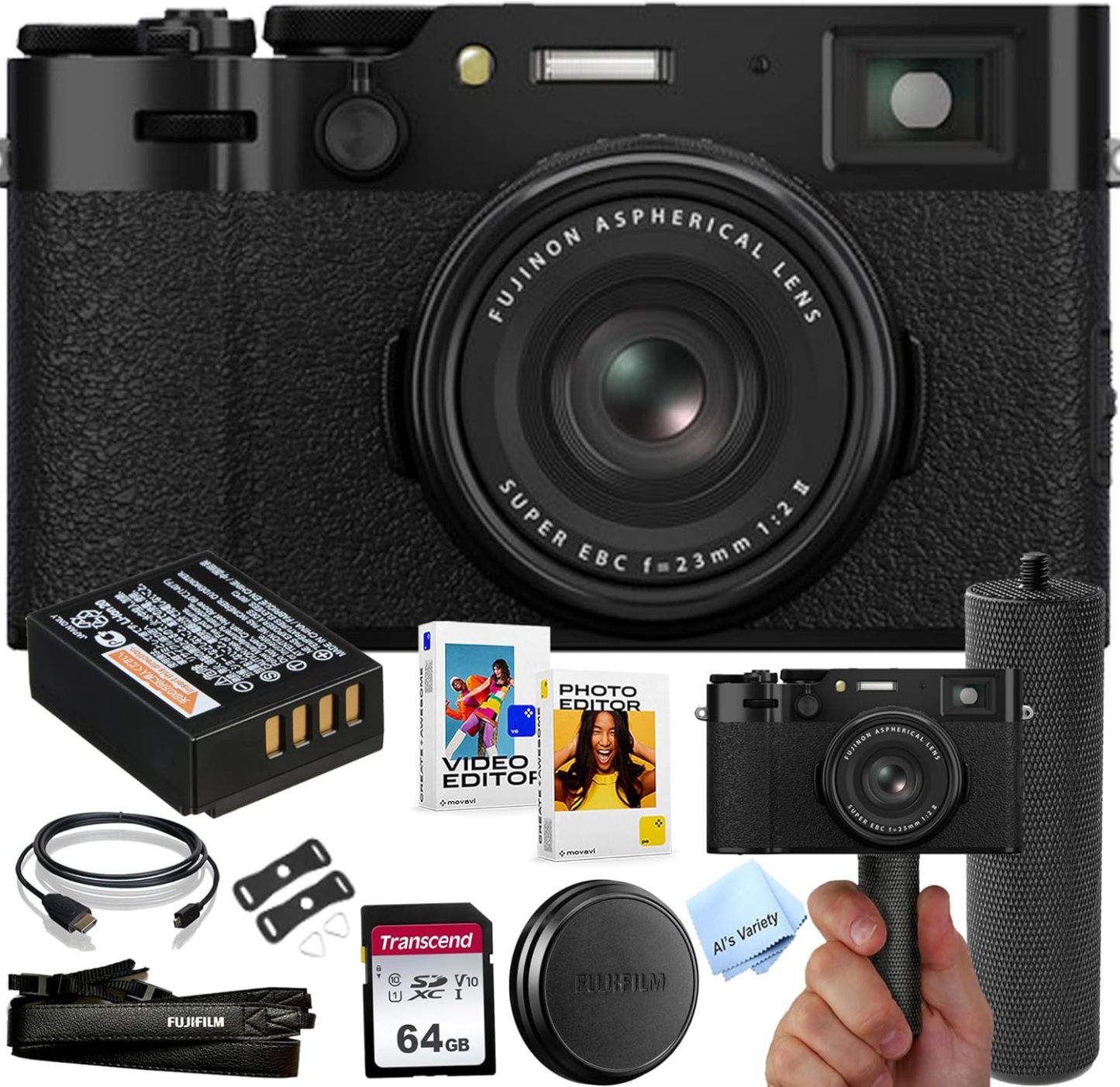 FUJIFILM X100VI Digital Camera (Black) + 64GB Memory + Stabilizing Gri